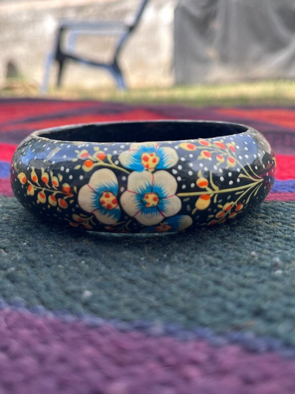 Vintage Ukrainian Floral Bangle Bracelet